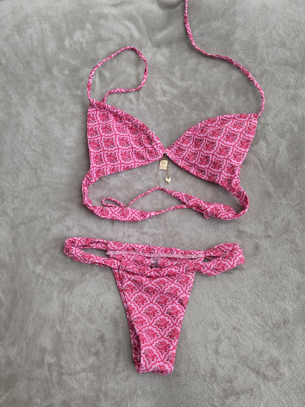 Pink Patterned Two-Piece Bikini Set
